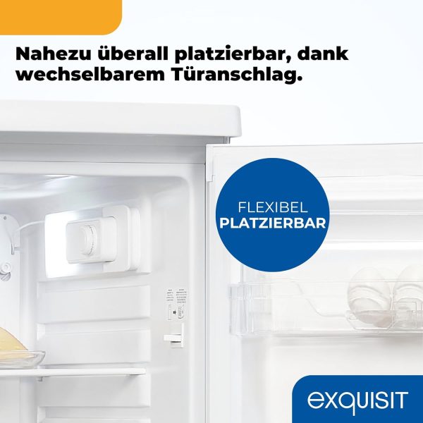 Exquisit K??hlschrank ohne Gefrierfach. 126 Liter. 55 cm Breit. Freistehend. Kompakt. Temperaturregelung. LED-Licht. KS516-V-040D weiss – Bild 8