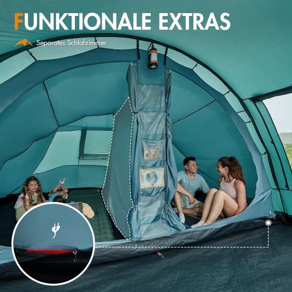 Zelt 5-6 Personen Tunnelzelt Wasserdicht 3000 mm 6 Mann Campingzelt 2 Schlafkabinen mit Stehh?he Vorzelt Bodenwanne XXL Gro? Familienzelt Gruppenzelt f??r Camping Reise Trekking Garten – Bild 7