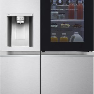 LG GSXV91BSAF. Klasse F. 635 L. Side-by-Side K??hlschrank mit InstaView. Total No Frost mit Gefrierfach. Crushed Ice - & Wasserspender mit UVnano. DoorCooling+. LINEARCooling. Wi-Fi ? Brushed Steel