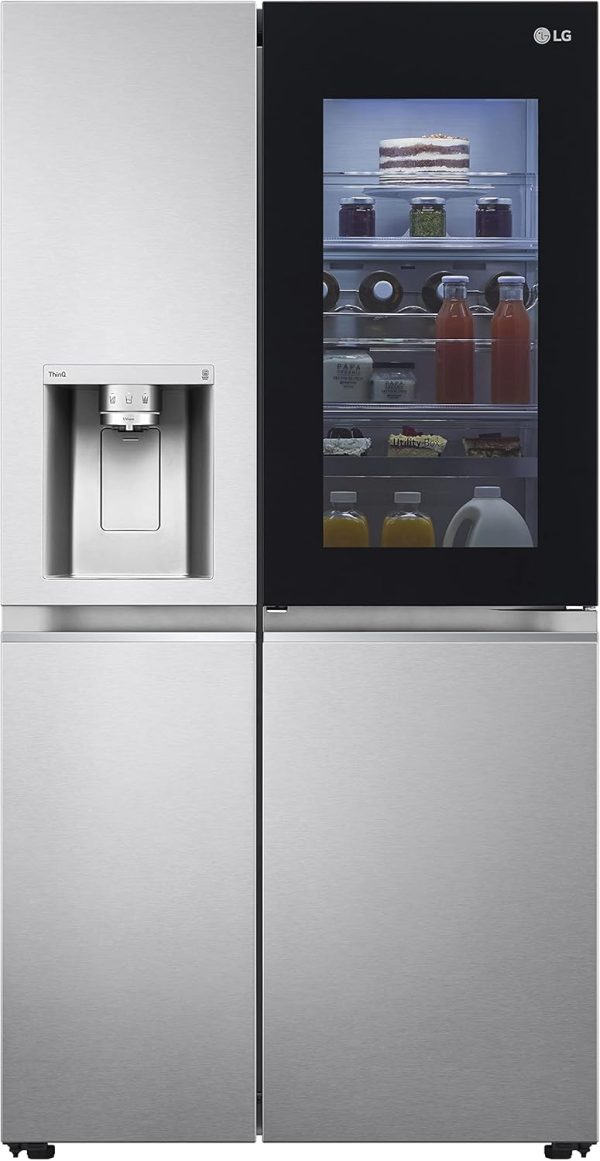 LG GSXV91BSAF. Klasse F. 635 L. Side-by-Side K??hlschrank mit InstaView. Total No Frost mit Gefrierfach. Crushed Ice - & Wasserspender mit UVnano. DoorCooling+. LINEARCooling. Wi-Fi ? Brushed Steel