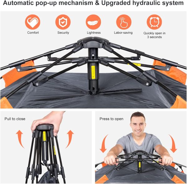 Camping Zelt Automatisches 2 Mann Personen Instant-Zelt Pop Up Kuppelzelt 4 Jahreszeiten Wasserdicht & Winddicht Campingzelt mit Abnehmbarer. ?u?erer Zeltplane f??r Familien.Camping – Bild 7