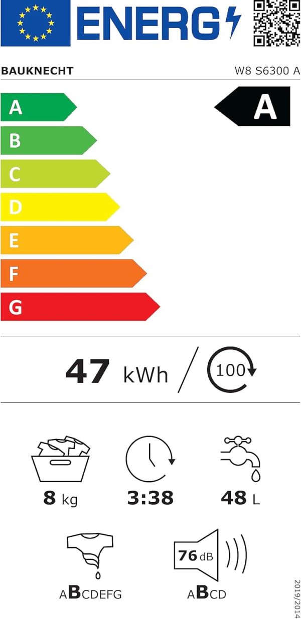 Bauknecht W8 S6300 A Waschmaschine Frontlader / 8kg / EEK A/Kurz 30 / Kurz 45 / Kraftvolle Fleckenentfernung/Anti-Allergie-Programm/Wolleprogramm/Schwarz/Langlebiger Inverter-Motor – Bild 9