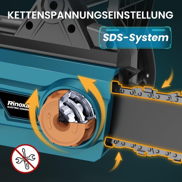 Elektro Kettensäge. 40.6 cm Elektrische Motorsäge mit Automatischer Spannungsregelung. Kettengeschwindigkeit 15 m/s. Elektrische Kettensäge mit Automatischer Ölpumpe – Bild 5