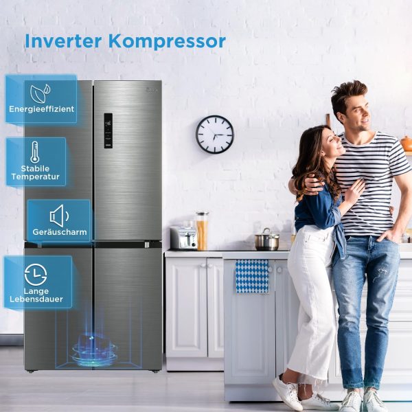 Midea MDRF632FID46 Multi Door K??hl-/Gefrierkombination/ 177.5cm H?he /83.3cm Breit/65.3cm Tiefe/NoFrost/295 kWh/Jahr /305L K??hlteil/169L Gefrierteil/Plasma Pure/Inverter Compressor/Vario Box – Bild 2
