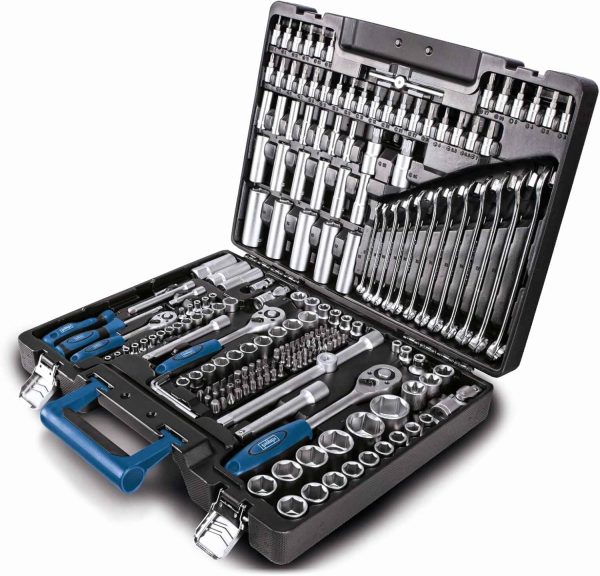 Scheppach TB217 Werkzeugkoffer gefüllt | 217-tlg Werkzeug Set | Werkzeugkiste mit Steckschlüssel. Bits. Ratschen. Gabelschlüssel und Gängigen. Steckschlüsselsatz ideal für die Werkstatt