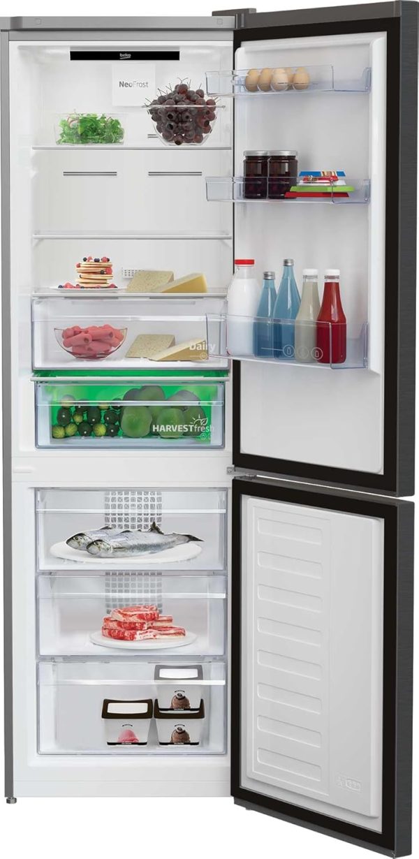Beko RCNE366E70ZXBRN bPRO700 freistehende K??hl-/Gefrierkombination. gro?er K??hlschrank. 323 l Gesamtrauminhalt. HarvestFresh. NoFrost. leise. SmoothFit. 0??C-Zone. Dark Inox – Bild 8