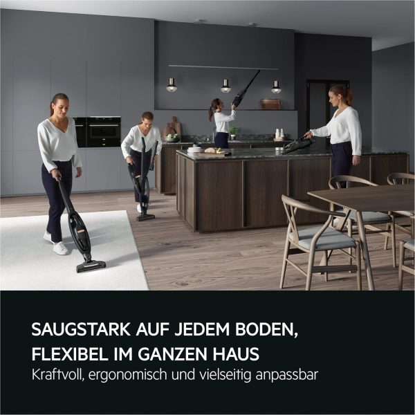 AEG QX6-1-45AN Akku Staubsauger kabellos / Staubsauger beutellos / leise / Handstaubsauger akku / 45 min Laufzeit / leicht / Hartboden / 2in1 / Tierhaare / Hund / Katze / Teppich / Auto / grau – Bild 3