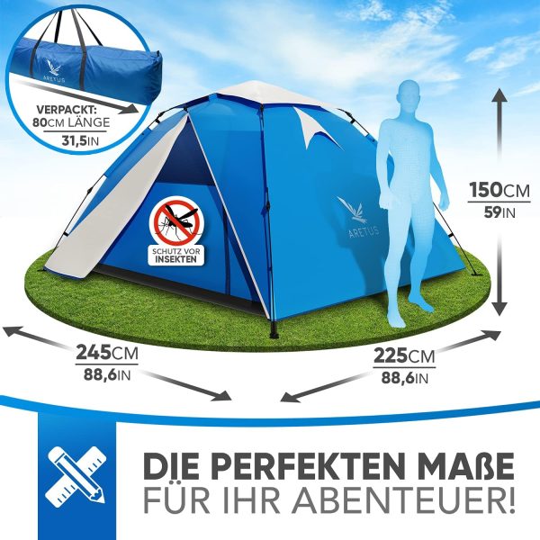 Wurfzelt 2-4 Personen AUF-ABBAU IN 45 Sekunden -Extra Gro? & Wasserdicht- Pop up Zelt 3 Person automatik Wurfzelt 3 Personen Mann zelte – Bild 5