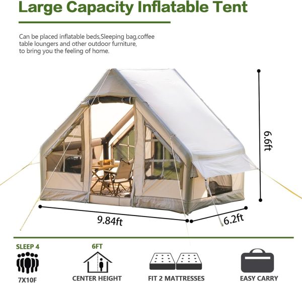 aufblasbare Zelt 2/4/6/8 Personen Zelte f??r Camping. Big Air Haus Zelt enth?lt Rainfly. einfache Einrichtung gro?e aufblasen Zelte f??r Camping im Freien. Glamping Zelte gro?e Apsis. – Bild 6