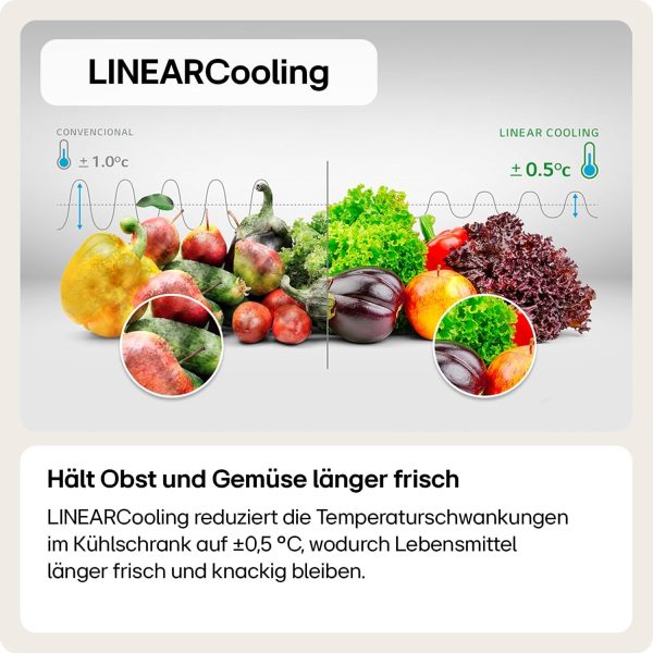 LG GBP62PZNBC. Klasse B. 384 L. K??hl-/ Gefrierkombination. Frische Features. K??hlschrank mit Gefrierfach und Innendisplay. DoorCooling+. LINEARCooling. 59.5 x 203 x 67.5 cm ? Platinum Silver – Bild 2