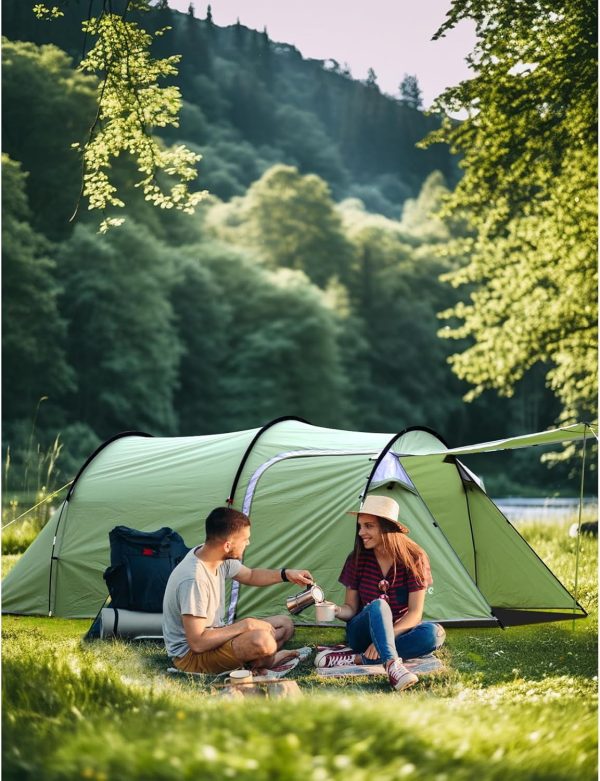 Chihee Camping Zelte Tunnelzelt 4 Personen Familienzelt mit 2 T??ren Wetterfestes Zelt 4 Jahreszeiten Zelte mit abgeschirmter Veranda Raum Markise Include Rainfly Tragetasche f??r Reisen Outdoor Wandern – Bild 7