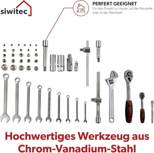 Werkzeugkoffer 140-teilig | Werkzeug Set CRV | Werkzeugkasten gefüllt mit Zangen. Schraubendrehern. Schlüsselsatz uvm | Profi Werkzeugkoffer – Bild 5