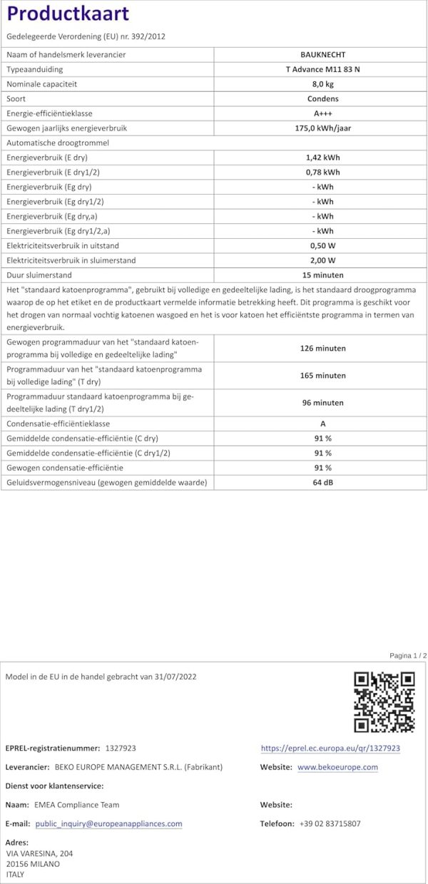 Bauknecht T Advance M11 83 N W?rmepumpentrockner /8kg /EEK A+++ /ActiveCare-Technologie/EasyCleaning-Filter/Auffrischen-Programm/Baby-Programm/Anti-Allergie-Programm/Kuscheltier Programm – Bild 16