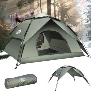 Camping Zelt Automatisches Sofortzelt 2-3 Personen Pop Up. Doppelschicht Wasserdicht & Winddichte Ultraleichte Kuppelzelt UV Schutz Einfache Einrichtung f??r Trekking. Familien. Rucksackreisen