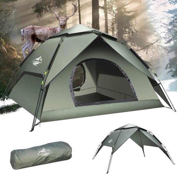 Camping Zelt Automatisches Sofortzelt 2-3 Personen Pop Up. Doppelschicht Wasserdicht & Winddichte Ultraleichte Kuppelzelt UV Schutz Einfache Einrichtung f??r Trekking. Familien. Rucksackreisen