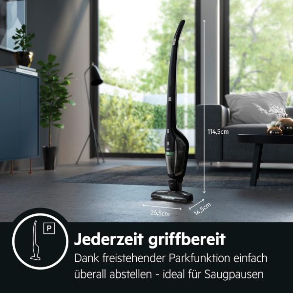 AEG Ergorapido CX7-2-45M? 2in1 Akku Staubsauger/50% Recyclingmaterial/beutellos/bis zu 45 min Laufzeit/freistehend/180?? Drehgelenk /B??rstenreinigungsfunktion/LED-Lichter/18.5W/ 0.5L/schwarz.gr??n – Bild 3