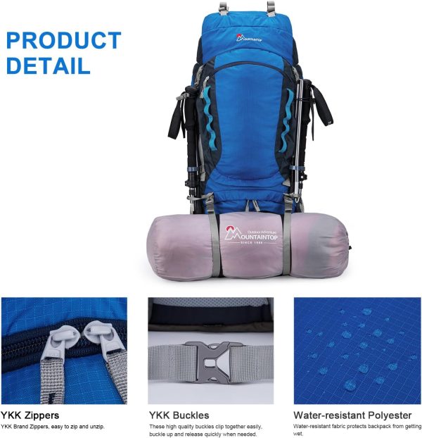 MOUNTAINTOP Trekkingrucksack 80L Wanderrucksack Herren Damen Reiserucksack Gro?er Rucksack mit Regenschutz f??r Outdoor Reisen Camping Trekking – Bild 7