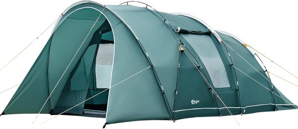 Zelt 5-6 Personen Tunnelzelt Wasserdicht 3000 mm 6 Mann Campingzelt 2 Schlafkabinen mit Stehh?he Vorzelt Bodenwanne XXL Gro? Familienzelt Gruppenzelt f??r Camping Reise Trekking Garten