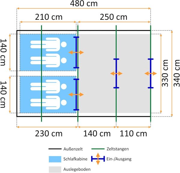 Zelt Multi f??r 4 Personen | Tunnelzelt mit riesigem Vorraum. 5000 mm Wassers?ule | Campingzelt mit Bodenplane und versetzbarer Vorderwand | Gruppenzelt. Familienzelt – Bild 2