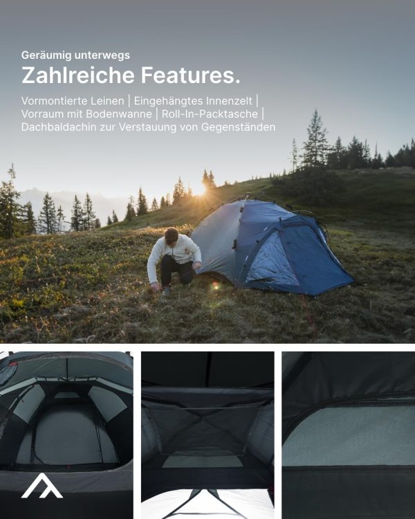 qeedo Quick Oak Campingzelt - Sekundenzelt mit innovativem Quick-Up-System. stabil & wasserdicht. ideal f??r Camping & Festival. Komfort-Zelt f??r bis zu 3 Personen. mit Vorraum & Moskitonetz aus Mesh – Bild 3