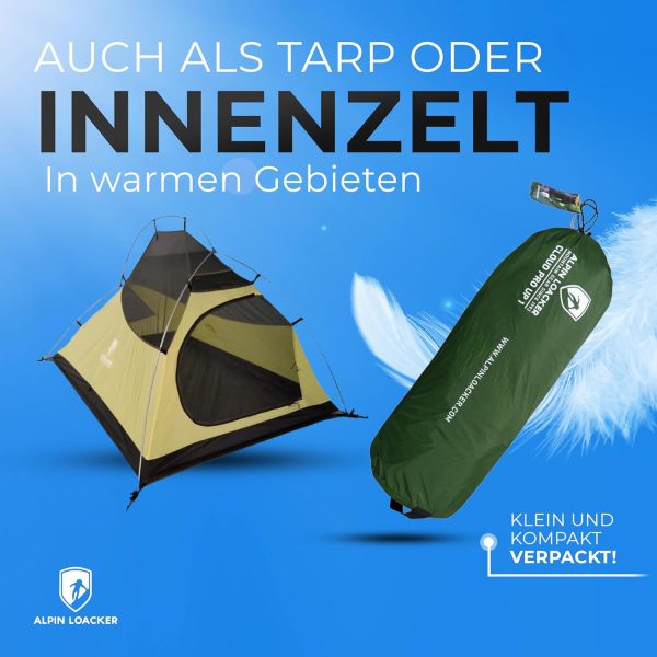 ALPIN LOACKER Cloud Pro Up Zwei Personen und EIN Personen Zelt Ultraleicht I Zweimannzelt und Einmannzelt I Leichtes Trekkingzelt I Bikepacking Kuppelzelt – Bild 4
