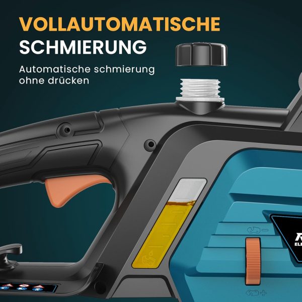 Elektro Kettensäge. 40.6 cm Elektrische Motorsäge mit Automatischer Spannungsregelung. Kettengeschwindigkeit 15 m/s. Elektrische Kettensäge mit Automatischer Ölpumpe – Bild 7