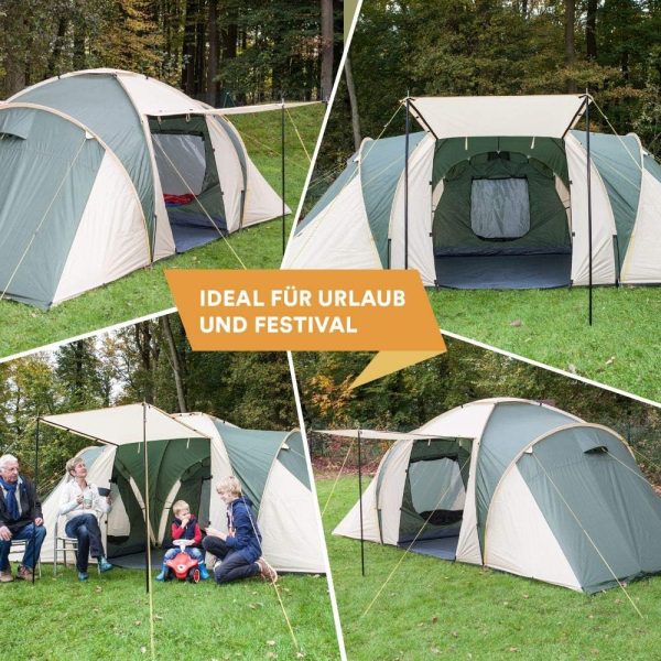 Skandika Kuppelzelt Daytona 6 Personen | Familienzelt mit 3 Schlafkabinen. 3000 mm Wassers?ule. 195 cm Stehh?he. Moskitonetze. Sonnensegel | Campingzelt f??r Familie und Freunde – Bild 2