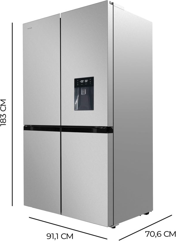 Cecotec Amerikanischer K??hlschrank. 4 T??ren. Edelstahl. 564 l. Bolero. CoolMarket. 4D 564. Edelstahl. 183 cm hoch. 91 cm breit. Wasserspender. geringer Stromverbrauch. Invertermotor. Total NoFrost – Bild 2