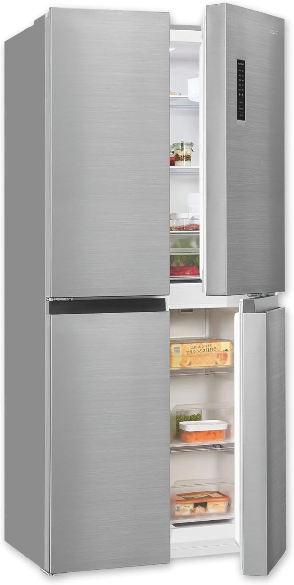 Exquisit Multidoor MD365-125-040D inoxlook | 362 l Volumen | Multi Door K??hlschrank NoFrost | Cross Door K??hl-Gefrierkombination | Frischefach | Alarm | LED-Display??