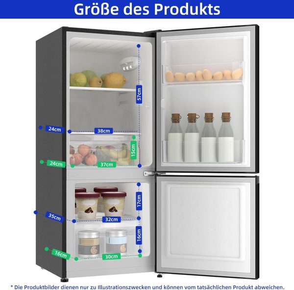 CHIQ Freistehender K??hlschrank mit Gefrierfach | K??hl-Gefrierkombination 114 cm H?he. 47 cm Breit. 117L| 4 Sterne Gefrieren -24?? | LED Litcht | Dunkler Edelstahl Look. for Eigentumswohnungen – Bild 3