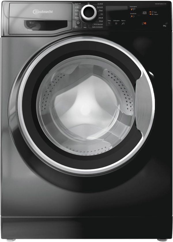 Bauknecht W8 S6300 A Waschmaschine Frontlader / 8kg / EEK A/Kurz 30 / Kurz 45 / Kraftvolle Fleckenentfernung/Anti-Allergie-Programm/Wolleprogramm/Schwarz/Langlebiger Inverter-Motor