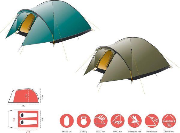 Grand Canyon Topeka 2. Kuppelzelt f??r 2 Personen. Ultra-leicht. wasserdicht. viel Platz. Gute Bel??ftung. kleines Packma?. Zelt f??r Trekking. Camping. Outdoor – Bild 2