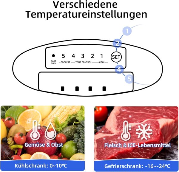 CHIQ Freistehender K??hlschrank mit Gefrierfach | K??hl-Gefrierkombination 114 cm H?he. 47 cm Breit. 117L| 4 Sterne Gefrieren -24?? | LED Litcht | Dunkler Edelstahl Look. for Eigentumswohnungen – Bild 6