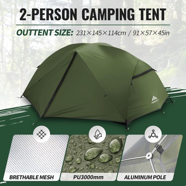 Forceatt Zelt 2-3 Personen Camping Zelt. 2 Doors Wasserdicht & Winddicht 3-4 Saison Ultraleichte Rucksack Zelt f??r Trekking. Camping. Outdoor. – Bild 2