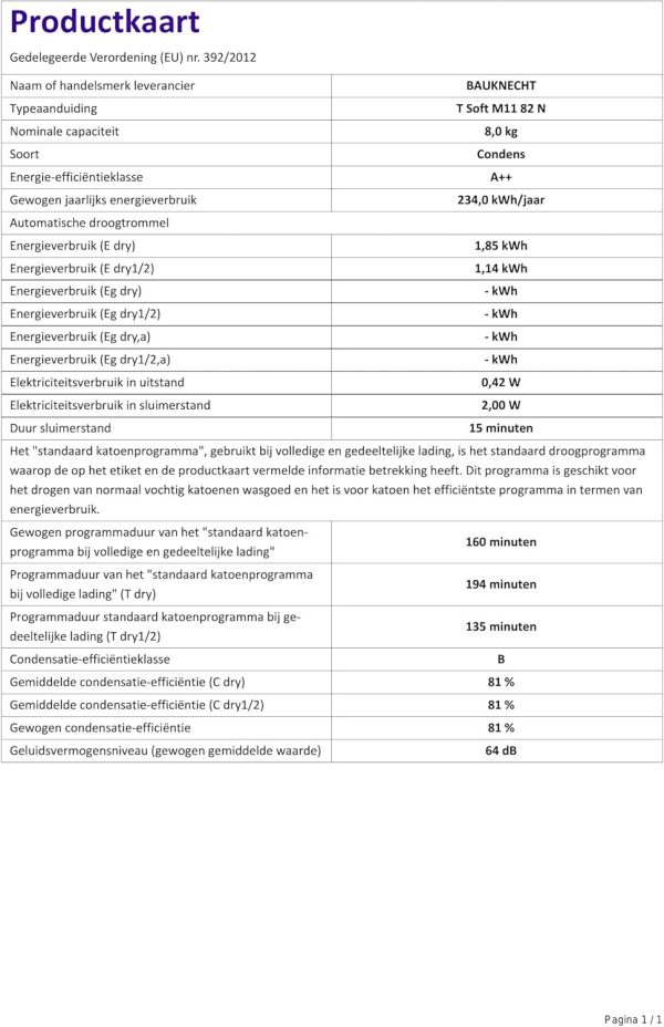 Bauknecht T Soft M11 82 N W?rmepumpentrockner /8kg /EEK A++ /Crease Care - knitterfreie W?sche/ EasyCleaning-Filter / Auffrischen-Programm/ Baby-Programm/Anti-Allergie-Programm/Kuscheltier Programm – Bild 14