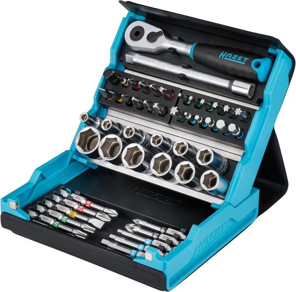 HAZET SmartCase Steckschlüsselsatz 2200SC-2 I 50-teiliges Werkzeug Steckschlüssel-Set. Antrieb: Sechs- und Vierkant 6.3 mm (1/4 Zoll). mobiler Werkzeugkoffer Made in Germany