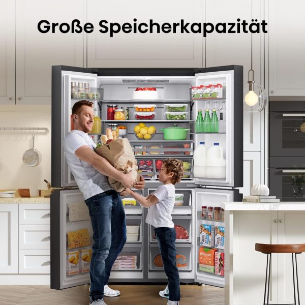 Hisense RQ758N4SAFE Cross Door K??hl-Gefrierkombination/NoFrostPlus/Inverter-Kompressor/Multiflow 360??/ SuperCool/ 178.5 cm/K??hlteil 393 l/Gefrierteil 216 l/ 40 dB/ 320 kWh/Jahr/schwarz – Bild 6