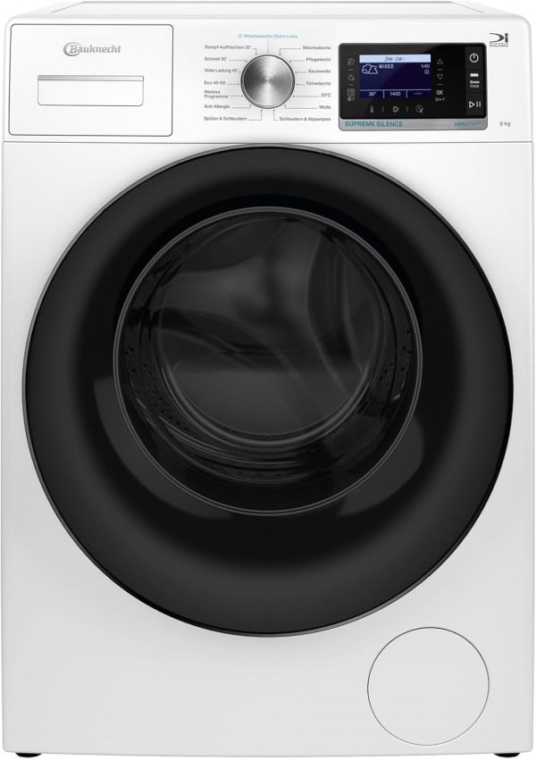 Bauknecht B6R 88 SILENCE DE Waschmaschine / 8kg / Frontlader/Supreme Silence/EEK A-20% / 1400 UpM/ZEN-Motor/Besonders leise Waschmaschine/Steam 3.0-3 Kraftvolle Dampftechnologien