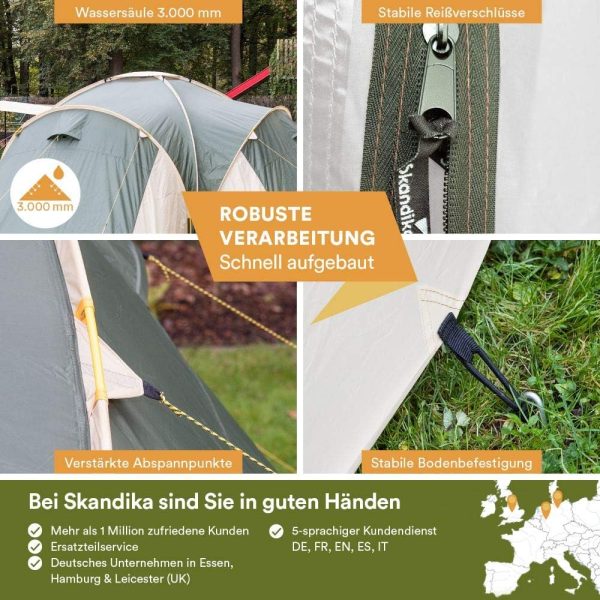 Skandika Kuppelzelt Daytona 6 Personen | Familienzelt mit 3 Schlafkabinen. 3000 mm Wassers?ule. 195 cm Stehh?he. Moskitonetze. Sonnensegel | Campingzelt f??r Familie und Freunde – Bild 4