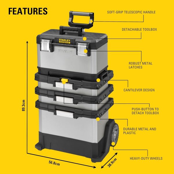 STANLEY FATMAX Rolling Workshop. 4-in-1-Geräte einschließlich abnehmbarer Werkzeugbox. strapazierfähiges Metall und Kunststoff. mobile Workstation. 1-95-622 – Bild 11