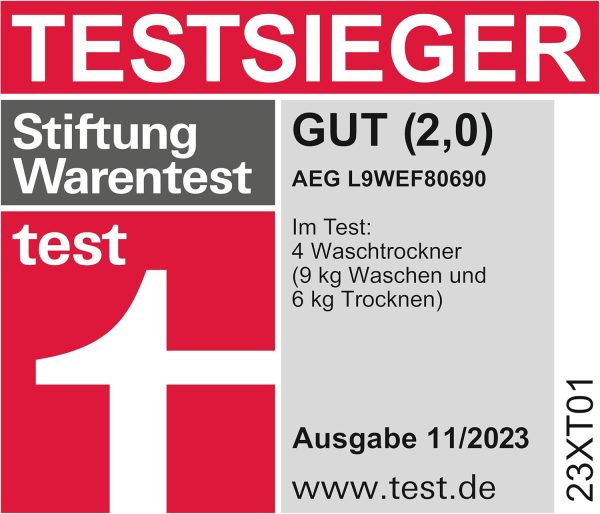 AEG Waschtrockner mit W?rmepumpe Serie 9000 SensiDry? / Testsieger der Stiftung Warentest / 9 kg Waschen / 6 kg Trocknen / C / Mengenautomatik / Nachlege- und Dampffunktion / 1600 U/min / L9WEF80690 – Bild 15