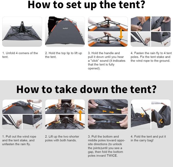 Camping Zelt Automatisches 2 Mann Personen Instant-Zelt Pop Up Kuppelzelt 4 Jahreszeiten Wasserdicht & Winddicht Campingzelt mit Abnehmbarer. ?u?erer Zeltplane f??r Familien.Camping – Bild 8