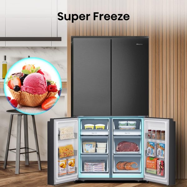 Hisense RQ758N4SAFE Cross Door K??hl-Gefrierkombination/NoFrostPlus/Inverter-Kompressor/Multiflow 360??/ SuperCool/ 178.5 cm/K??hlteil 393 l/Gefrierteil 216 l/ 40 dB/ 320 kWh/Jahr/schwarz – Bild 5