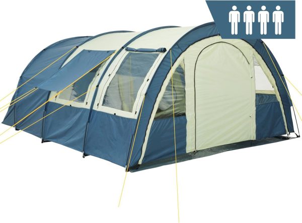 Zelt Multi f??r 4 Personen | Tunnelzelt mit riesigem Vorraum. 5000 mm Wassers?ule | Campingzelt mit Bodenplane und versetzbarer Vorderwand | Gruppenzelt. Familienzelt