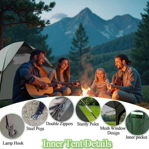 Camping Zelt 2-3 Personen Kuppelzelt Ultraleichte. Zelte Doppelschicht Wasserdicht & Winddicht. Familienzelt f??r Camping und Picknick. Einfach Aufzubauendes Outdoor-Zelt f??r Garten. Wanderausflug – Bild 5