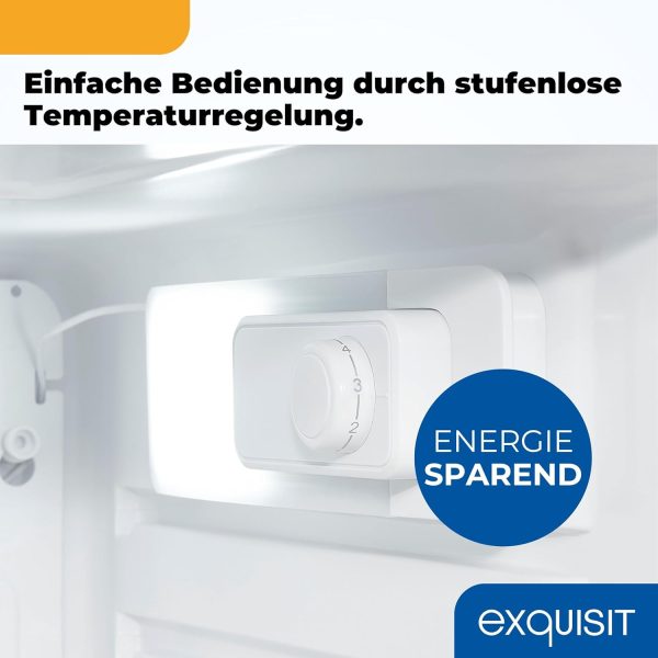 Exquisit K??hlschrank ohne Gefrierfach. 126 Liter. 55 cm Breit. Freistehend. Kompakt. Temperaturregelung. LED-Licht. KS516-V-040D weiss – Bild 6