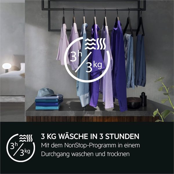 AEG Waschtrockner mit W?rmepumpe Serie 9000 SensiDry? / Testsieger der Stiftung Warentest / 9 kg Waschen / 6 kg Trocknen / C / Mengenautomatik / Nachlege- und Dampffunktion / 1600 U/min / L9WEF80690 – Bild 4