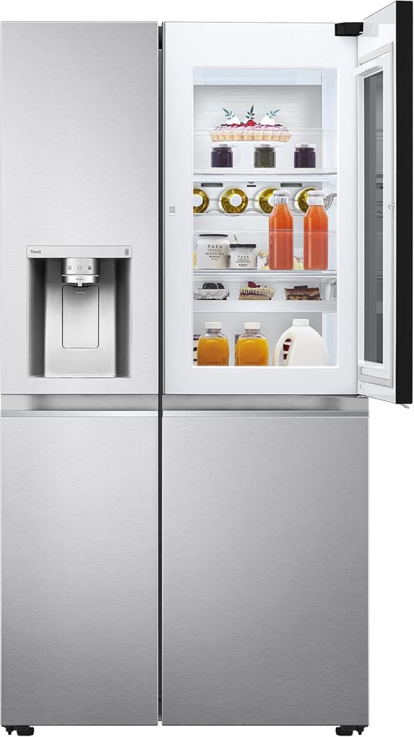 LG GSXV91BSAF. Klasse F. 635 L. Side-by-Side K??hlschrank mit InstaView. Total No Frost mit Gefrierfach. Crushed Ice - & Wasserspender mit UVnano. DoorCooling+. LINEARCooling. Wi-Fi ? Brushed Steel – Bild 5