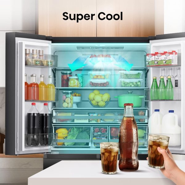 Hisense RQ758N4SAFE Cross Door K??hl-Gefrierkombination/NoFrostPlus/Inverter-Kompressor/Multiflow 360??/ SuperCool/ 178.5 cm/K??hlteil 393 l/Gefrierteil 216 l/ 40 dB/ 320 kWh/Jahr/schwarz – Bild 4