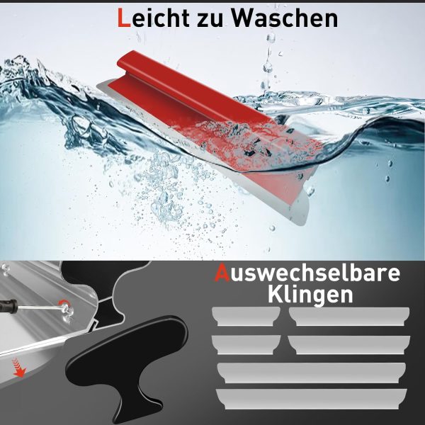 Flächenspachtel Set Profi. 8 Arten Spachtel Set Werkzeug. Spachtel Werkzeugkasten und 1-2.1 m Lange Teleskopstange. 250/400/600 mm Rechtwinklige/Gebogene Winkelklingen. Multifunktionsspachtel – Bild 5